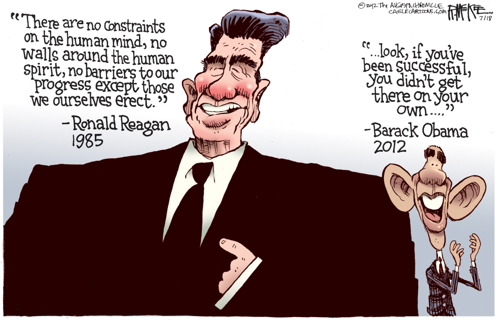  OBAMA IS NO REAGAN by Rick McKee