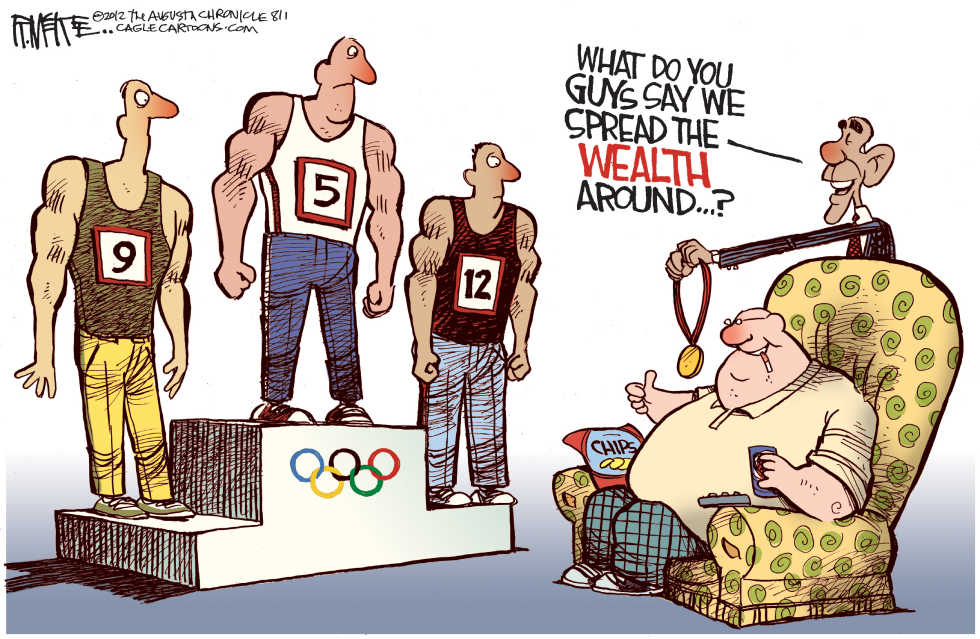  SPREADING THE OLYMPIC WEALTH by Rick McKee