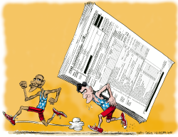 ELECTION SPRINT AND ROMNEY TAXES by Daryl Cagle