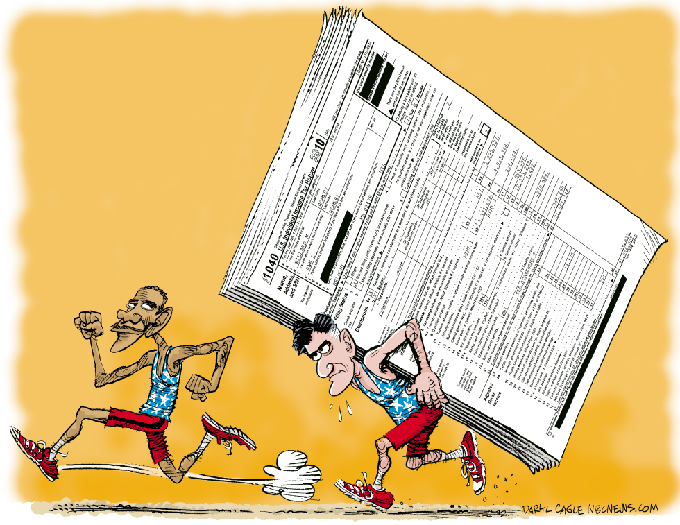  ELECTION SPRINT AND ROMNEY TAXES by Daryl Cagle