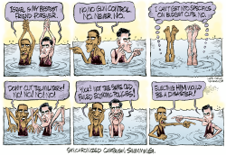 SYNCHRONIZED CAMPAIGN SWIMMING by Daryl Cagle