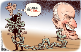 BIDEN'S CHAINS by Rick McKee