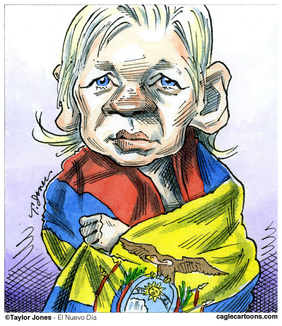  JULIAN ASSANGE AT THE EMBASSY  by Taylor Jones