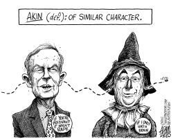 AKIN MISSING HIS BRAIN by Adam Zyglis