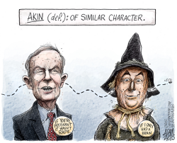 AKIN MISSING HIS BRAIN  by Adam Zyglis