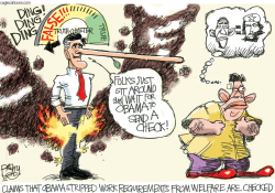 ROMNEY WELFARE LIE by Pat Bagley