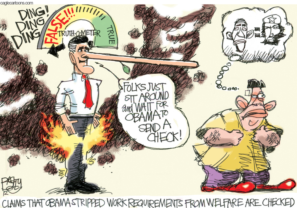  ROMNEY WELFARE LIE by Pat Bagley