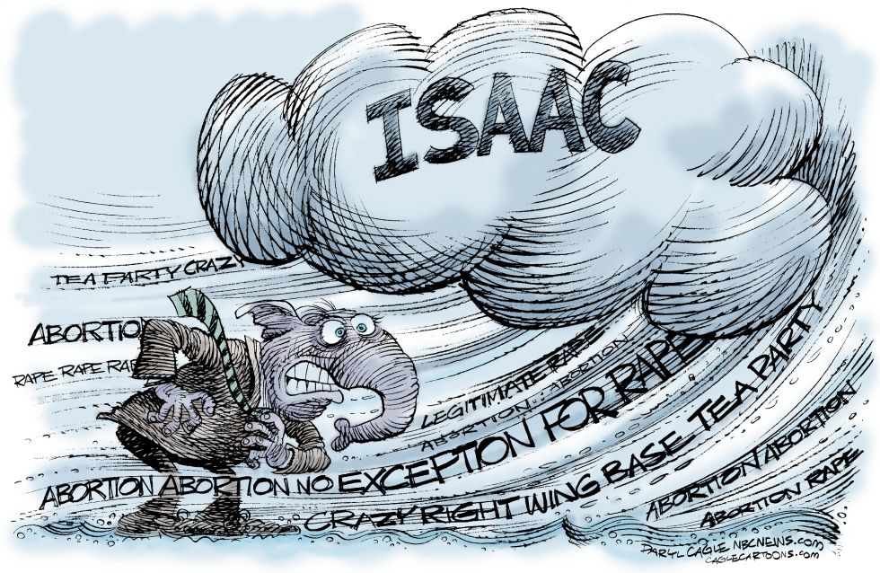  HURRICANE ISAAC DELAYS GOP CONVENTION by Daryl Cagle