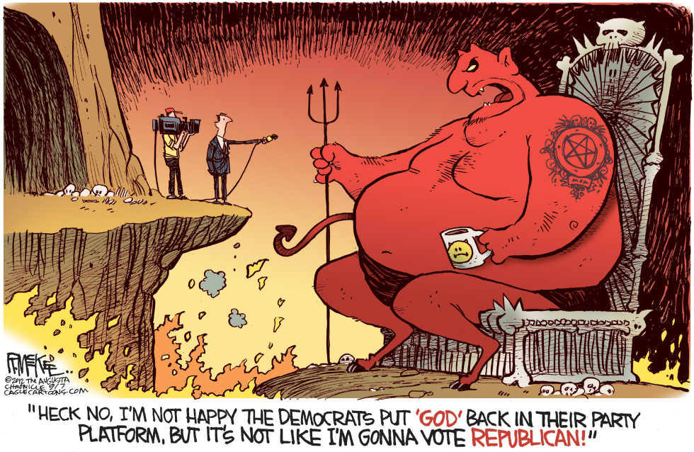  GOD BACK IN DNC PLATFORM by Rick McKee