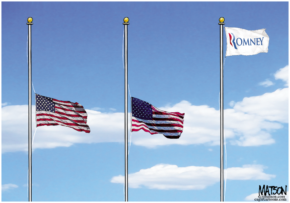  LA BANDERA DE CAMPAñA DE ROMNEY A TODA ASTA by RJ Matson