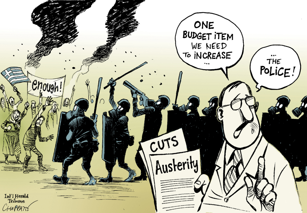  ANTI-AUSTERITY PROTESTS IN EUROPE by Patrick Chappatte