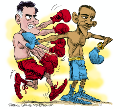 BOXING AND WATCHING THE CLOCK by Daryl Cagle