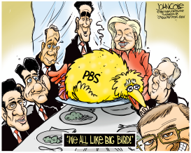 ROMNEY AND BIG BIRD by John Cole