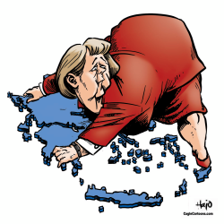 MERKEL IN GREECE by Hajo de Reijger