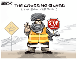 TALIBAN CROSSING GUARD by Steve Sack