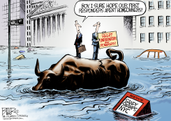 WALL STREET UNDERWATER by Nate Beeler