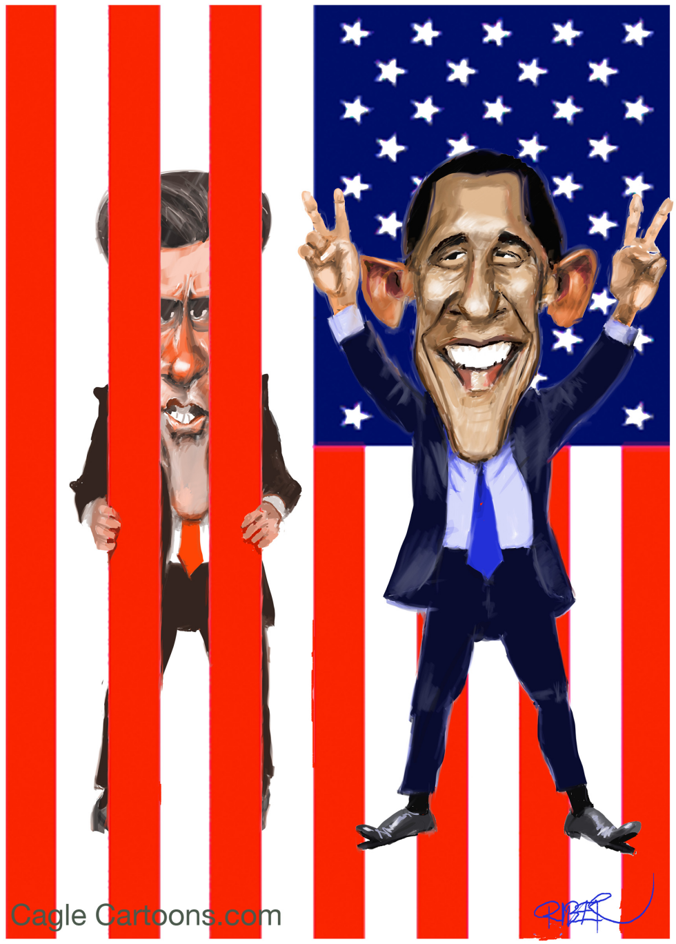  OBAMA, ROMNEY, STARS AND STRIPES by Riber Hansson