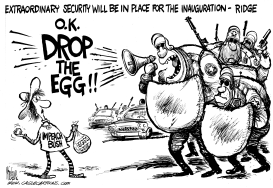 DROP THE EGG PROTESTER by Mike Lane