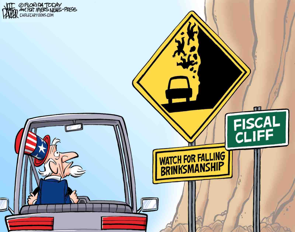  FISCAL CLIFF FALLING ROCKS by Jeff Parker