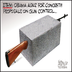 CONCRETE GUN CONTROL PROPOSALS by Aislin