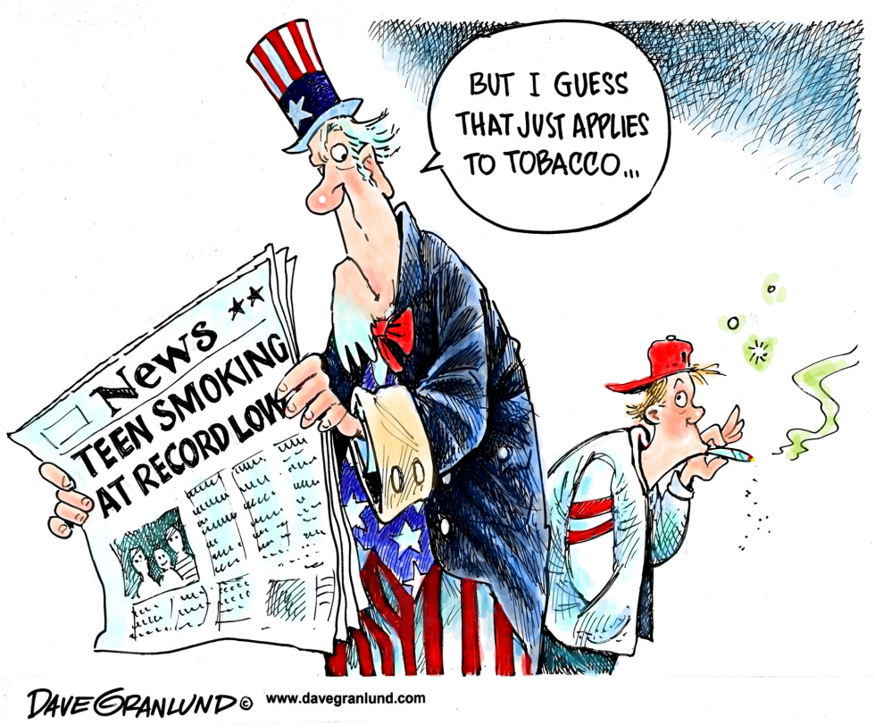  TEEN SMOKING AT RECORD LOW by Dave Granlund