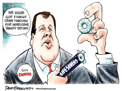 CHRIS CHRISTIE AND STORM AID by Dave Granlund