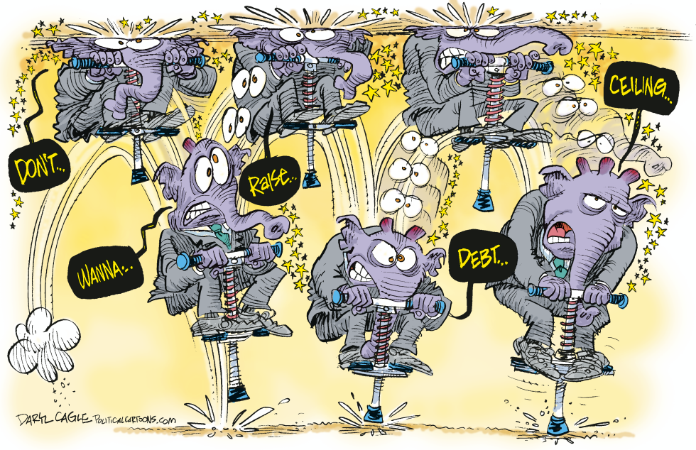  DEBT CEILING POGO STICK by Daryl Cagle