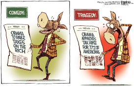 COMEDY VS TRAGEDY by Rick McKee