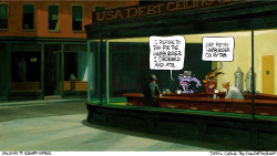 HOPPER AND THE DEBT CEILING NIGHTHAWKS by Daryl Cagle