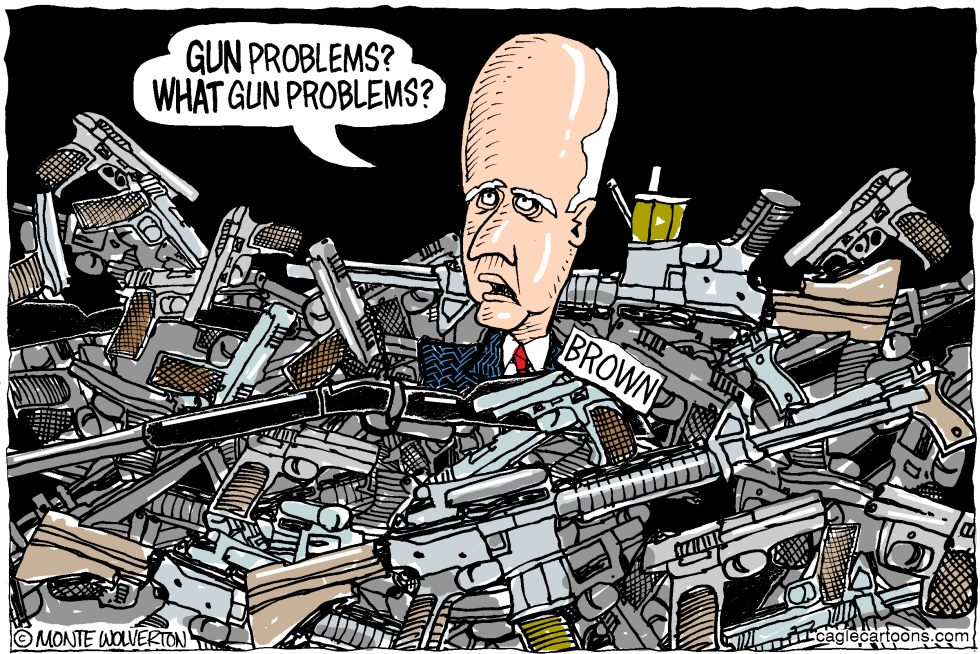  LOCAL-CA JERRY BROWN GUN DENIAL by Wolverton