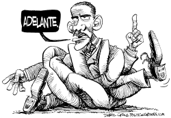 NUDO HACIA ADELANTE DE OBAMA  by Daryl Cagle