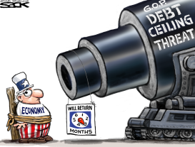 DEBT CEILING GUN  by Steve Sack