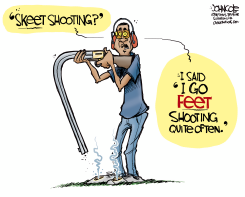 OBAMA FEET-SHOOTING by John Cole