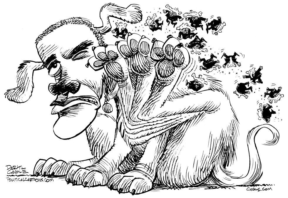  OBAMA TIENE PULGAS by Daryl Cagle