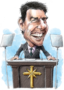 TOM CRUISE/SCIENTO- LOGY CARICATURE by Adam Zyglis