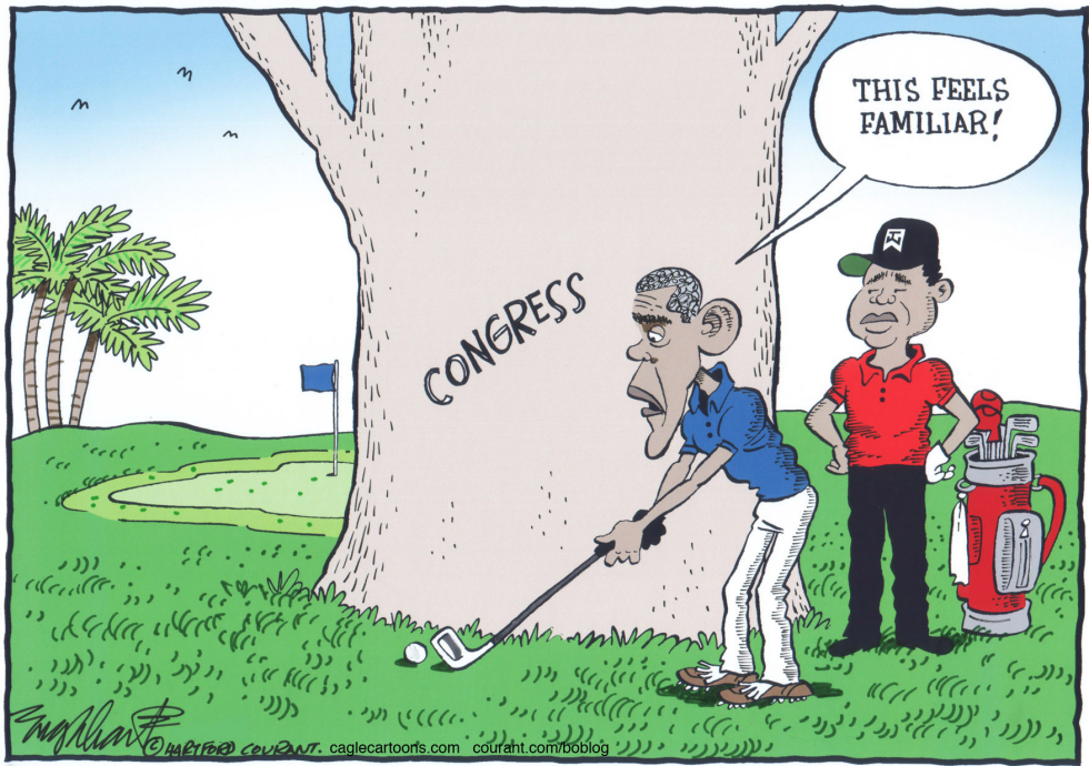  OBAMA AND TIGER WOODS by Bob Englehart