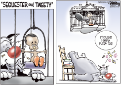 SEQUESTER AND TWEETY  by Bill Day