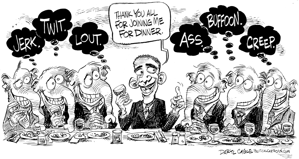  OBAMA AND REPUBLICANS HAVE DINNER by Daryl Cagle