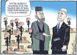 HAMID KARZAI MEETS CHUCK HAGEL by Bob Englehart