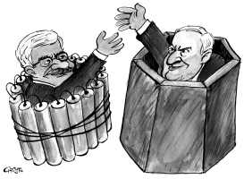 ARIEL SHARON AND MAHMUD ABBAS by Christo Komarnitski