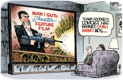 COMCAST BANS GUN ADS by Rick McKee