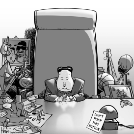 KIM JONG-UN AND THE BUTTON by Hajo de Reijger