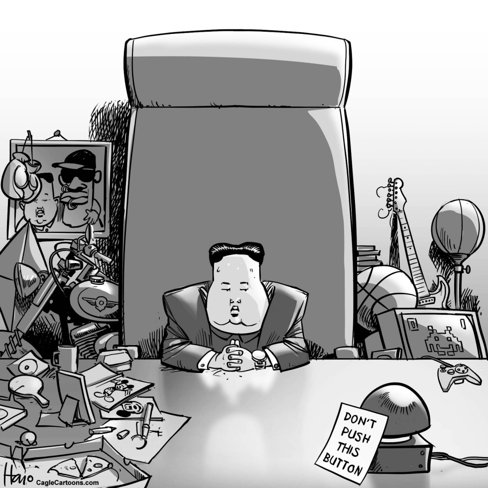  KIM JONG-UN AND THE BUTTON by Hajo de Reijger