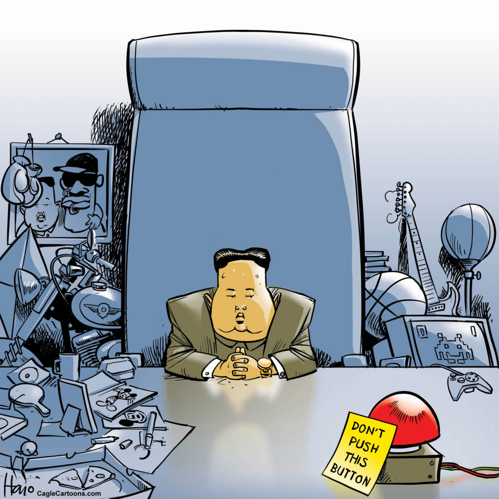  KIM JONG-UN AND THE BUTTON  by Hajo de Reijger