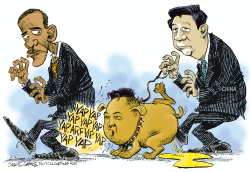 CHINA PRESIDENT XI JINPING, OBAMA AND LI'L KIM by Daryl Cagle