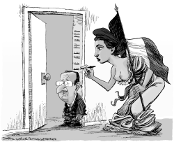 EL PRESIDENTE FRANCES SE ENCOGE by Daryl Cagle