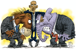 OBAMA IN THE MIDDLE by Daryl Cagle