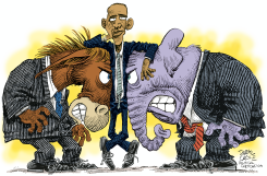 OBAMA EL DE EN MEDIO  by Daryl Cagle