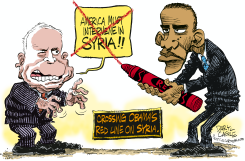 CROSSING THE RED LINE ON SYRIA by Daryl Cagle