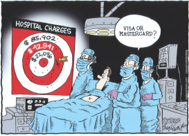 ARBITRARY HOSPITAL FEES by Bob Englehart